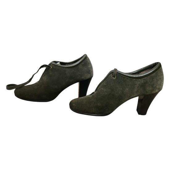 Aerosoles Women's Role Reversal Bootie Heel Green Suede Oxford Style Size 7 - Picture 7 of 14